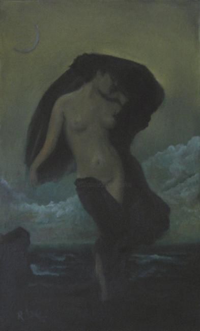 Pittura intitolato "Nascita di Partenope" da Renato Laneri, Opera d'arte originale,