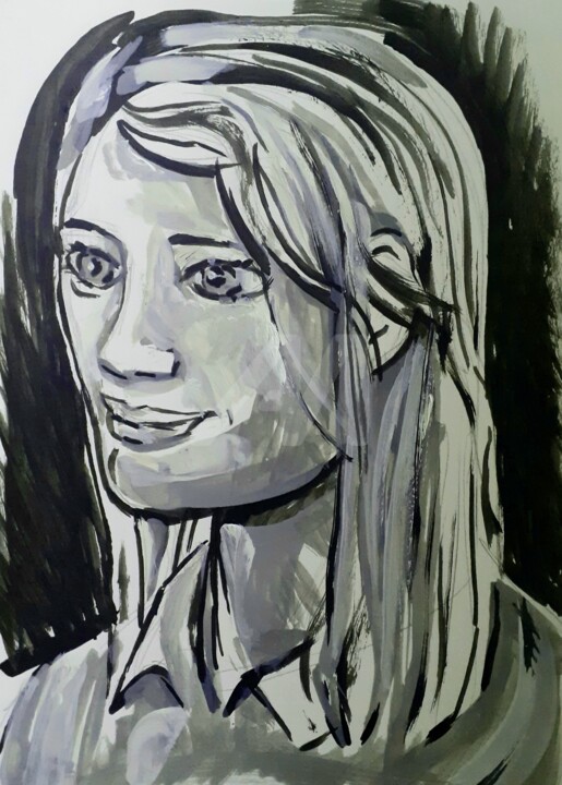 Painting titled "portrait imaginé" by Renaud Klumpp, Original Art, Acrylic