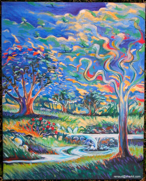 Painting titled "Eden" by Renaud Mangallon, Original Artwork, Oil