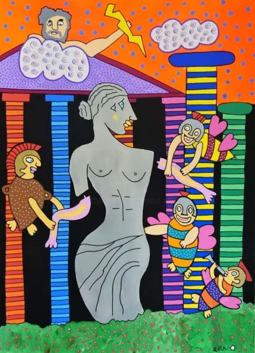 Peinture intitulée "Venus et les cancre…" par Erno, Œuvre d'art originale, Acrylique