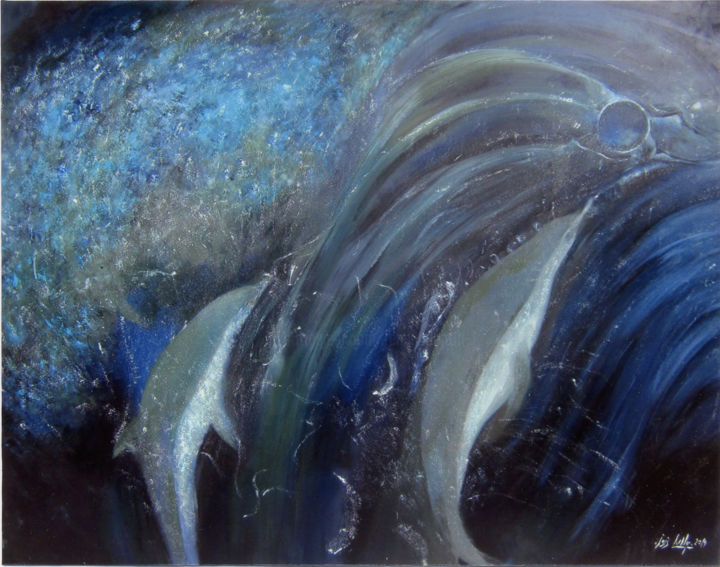 Peinture intitulée "Le Chant Des Sirènes" par Isis Lully, Œuvre d'art originale, Huile