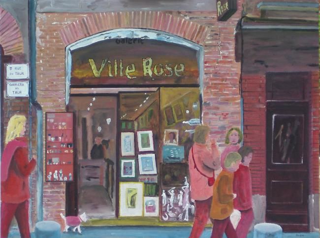 Peinture intitulée "Ville Rose" par Andre, Œuvre d'art originale