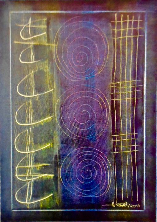 Painting titled "SPIRALE 70/50/5 Hui…" by René Berrut, Original Artwork, Oil