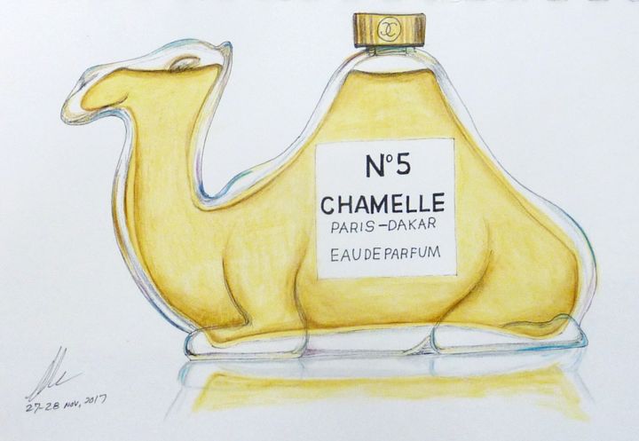 Drawing titled "Chamelle no.5" by René Blanchet, Original Artwork, Pencil