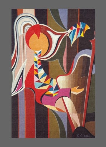 Art textile intitulée ""Jeune Fille à la H…" par René Crozat, Œuvre d'art originale