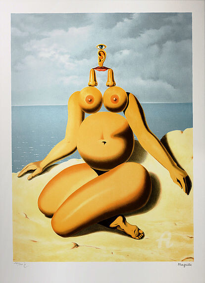 「La Race Blanche」というタイトルの製版 René Magritteによって, オリジナルのアートワーク, リソグラフィー