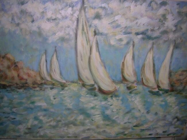 Painting titled "BARCOS" by René Ribeiro, Original Artwork