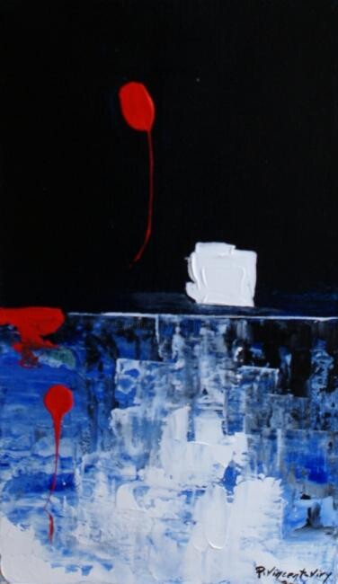 Картина под названием "Trois morts dans l'…" - René Vincent-Viry, Подлинное произведение искусства, Масло