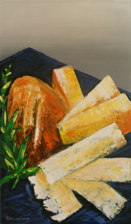 Painting titled "Fromages" by René Vincent-Viry, Original Artwork, Oil