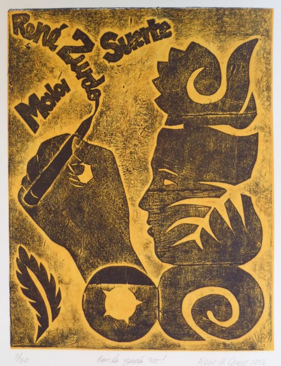 Printmaking titled "Con la zurda no!" by Rene Hugo Arceo, Original Art, Other