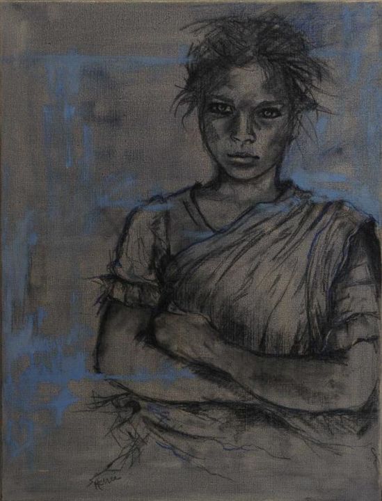Painting titled "hindoue" by Renée, Original Artwork