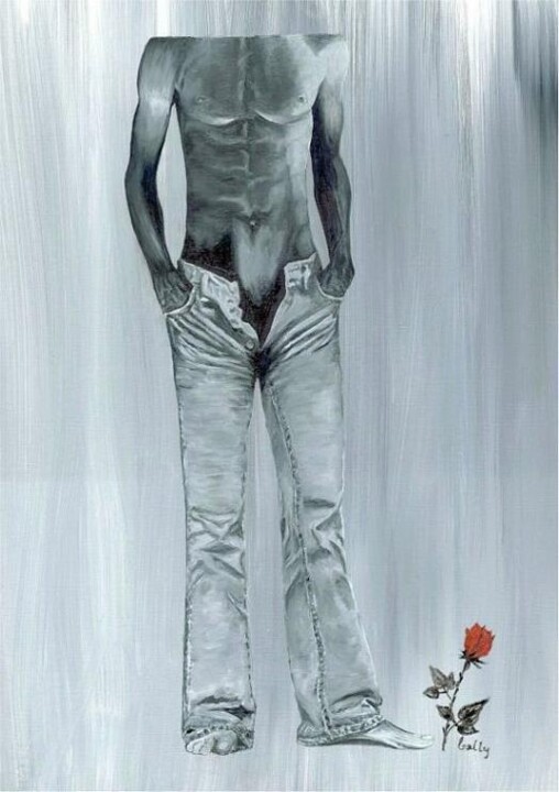 Peinture intitulée "juste un jean's" par Renée Bally, Œuvre d'art originale, Huile