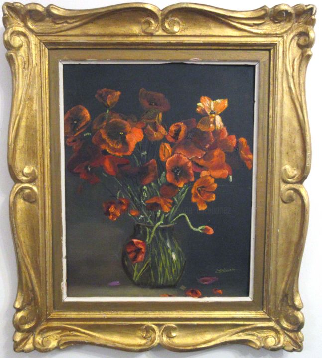 Malerei mit dem Titel "coquelicots" von Renée Estebanez, Original-Kunstwerk, Öl