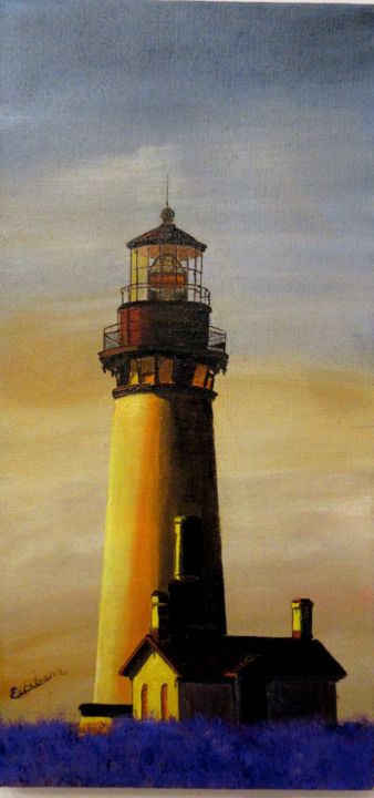 Malerei mit dem Titel "phare" von Renée Estebanez, Original-Kunstwerk, Öl Auf Keilrahmen aus Holz montiert