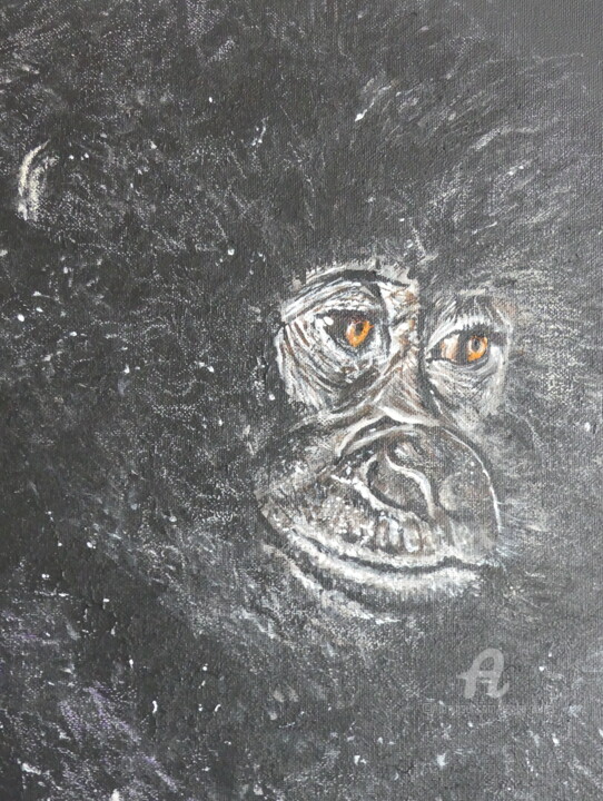 Peinture intitulée "Gorille" par Renée Tortet, Œuvre d'art originale, Acrylique
