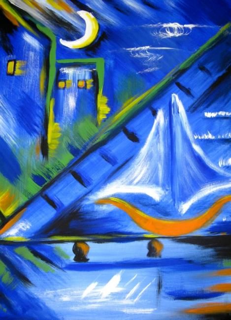 Painting titled "La ville III (Tript…" by Renee Vivant, Original Artwork, Oil