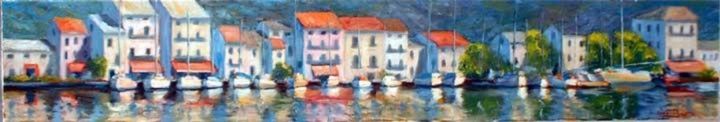 Painting titled "Panorama méditerran…" by René Milone, Original Artwork, Oil