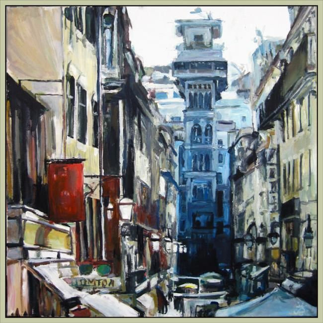Painting titled "In Lissabon" by Renée König, Original Artwork, Oil