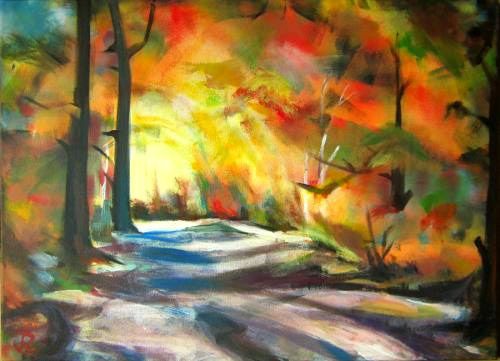 Painting titled "Herbstweg" by Renée König, Original Artwork, Oil