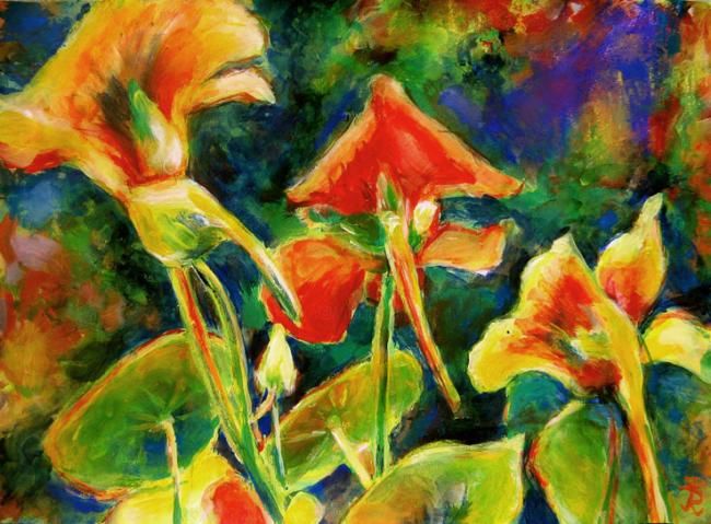 Pintura intitulada "Tanzende Blüten" por Renée König, Obras de arte originais, Óleo