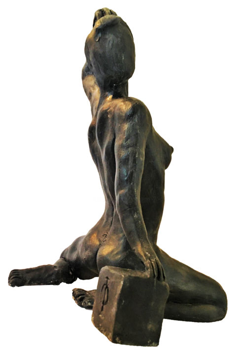 Skulptur mit dem Titel "Phi - Phi" von Reno, Original-Kunstwerk, Ton