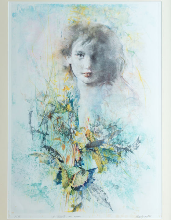 Printmaking titled "A Roberta con amore" by Renzo Vespignani, Original Artwork, Lithography