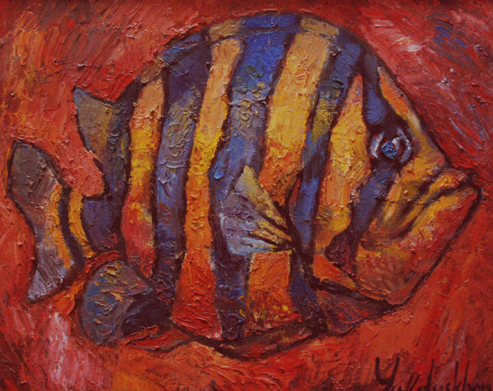 「The Number One Fish」というタイトルの絵画 Yulduskhonによって, オリジナルのアートワーク, オイル