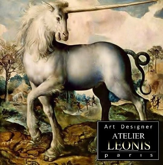 Картина под названием "La licorne copie hu…" - Atelier Leonis, Подлинное произведение искусства