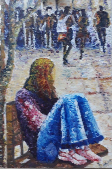 Painting titled "YALNIZ" by İShak Şafak, Original Artwork, Oil
