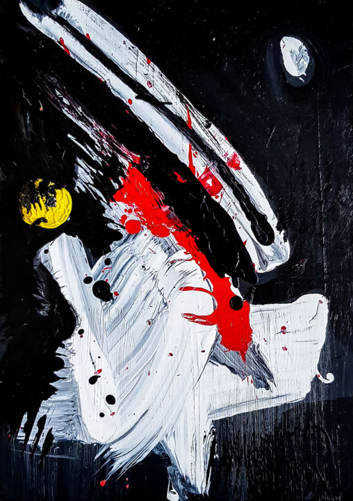 Peinture intitulée "Black White Abstrac…" par Retne, Œuvre d'art originale, Émail