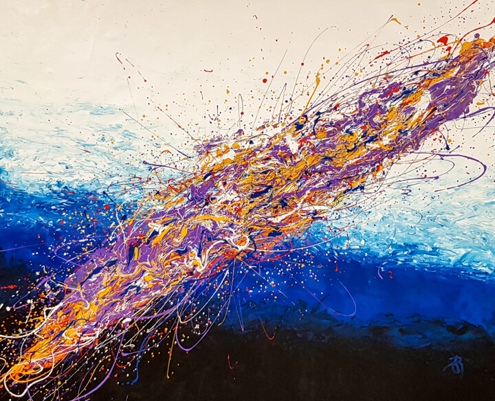 View in room Artwork: Alosika (H)122x(W)148 cm. Colorful Splash Abstract Painting