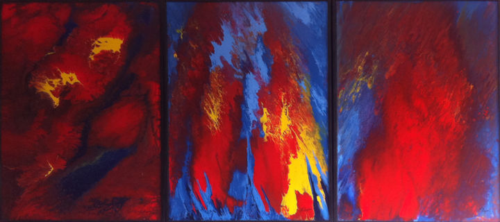 Pintura titulada "Tríptico, Mar, Fueg…" por Antonio Blazquez Vieco, Obra de arte original, Acrílico