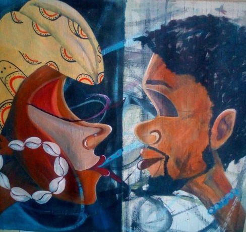 Malarstwo zatytułowany „Emotions That Bind.…” autorstwa Reuben Mwaura, Oryginalna praca, Natryskiwacz