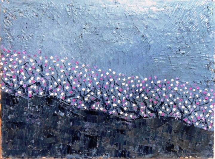 Painting titled "winter blossom" by Reuven Dattner, Original Artwork, Other