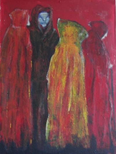 Painting titled "Entretien" by Karine Revellat, Original Artwork, Oil