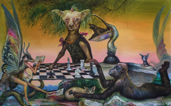 Schilderij getiteld "The Last Game" door Reydel Espinosa Fernandez, Origineel Kunstwerk, Olie