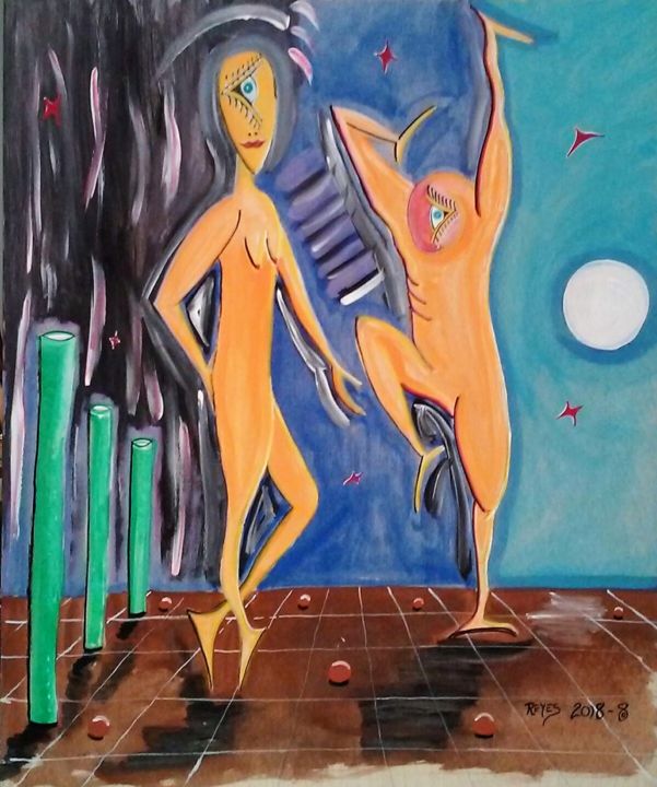 Schilderij getiteld "2018-8" door Reyes Solis Fernandez, Origineel Kunstwerk, Tempera