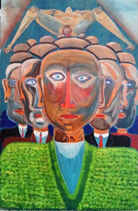 Painting titled "2011-5" by Reyes Solis Fernandez, Original Artwork, Tempera