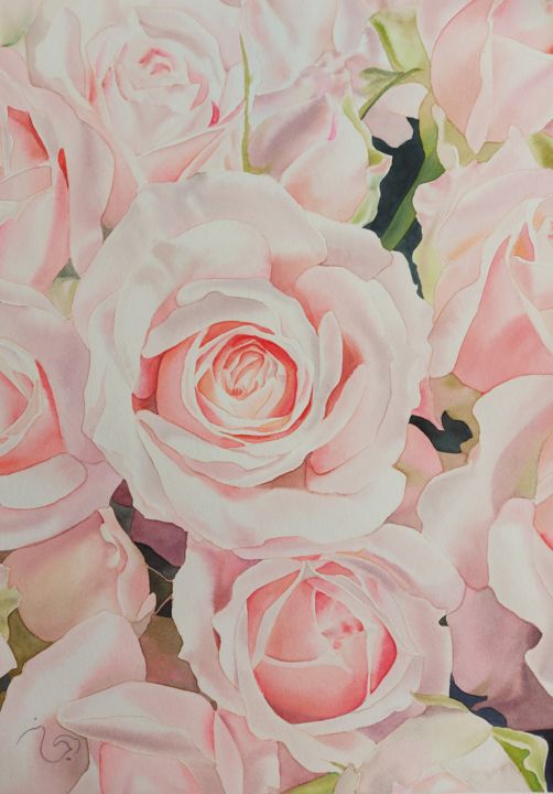 Malarstwo zatytułowany „Roses” autorstwa Reyhan Ardakanian, Oryginalna praca, Akwarela