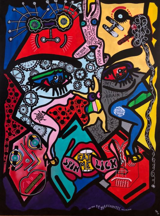 Painting titled "Tribe" by Reyolenjoy, Original Artwork, Acrylic