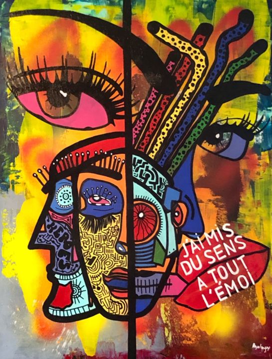 Painting titled "L'émoi" by Reyolenjoy, Original Artwork, Acrylic