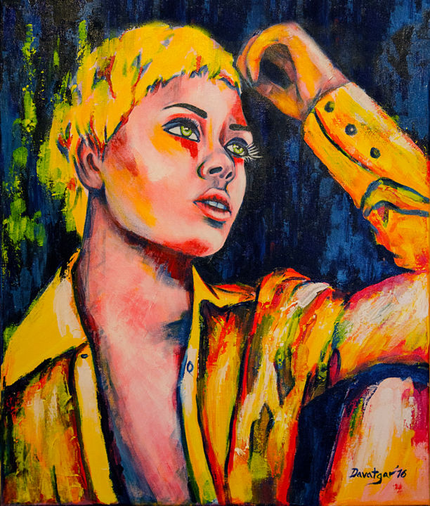 Painting titled "Eva Pigford.jpg" by Reza Davatgar, Original Artwork, Acrylic