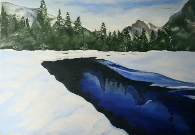 Painting titled "Winter in Yosemete" by Gennadi Finkelstein (rfmetro), Original Artwork, Oil