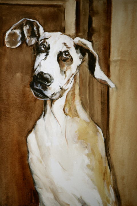 Painting titled "dog-1.jpg 55320144" by Gennadi Finkelstein (rfmetro), Original Artwork, Oil