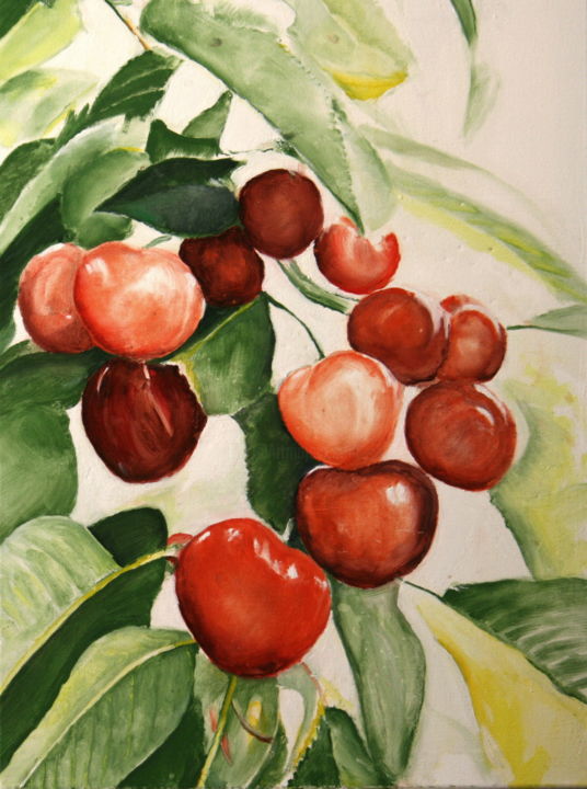 Pittura intitolato "cherries.jpg" da Gennadi Finkelstein (rfmetro), Opera d'arte originale, Olio