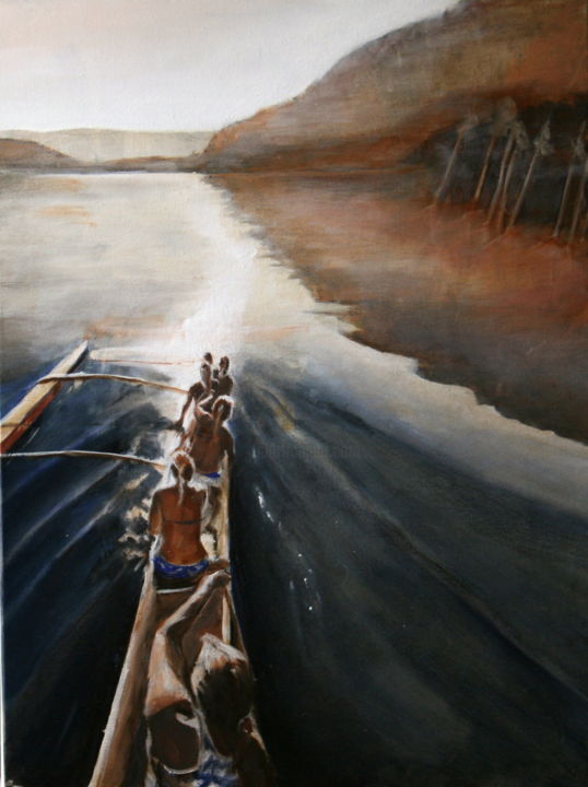 Painting titled "sailing.jpg 55320144" by Gennadi Finkelstein (rfmetro), Original Artwork, Oil