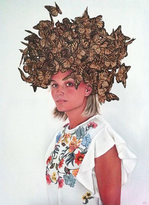Peinture intitulée "Butterfly" par Raphael Fourneau, Œuvre d'art originale, Huile