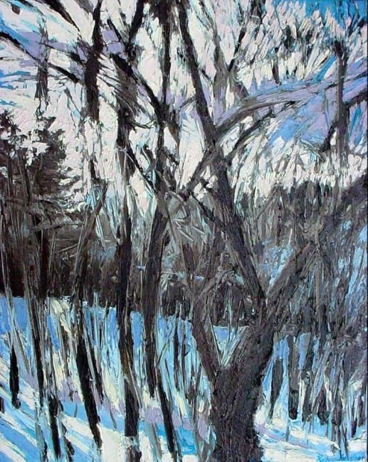 Painting titled "Shadows of Winter" by Rebecca Grantham, Original Artwork