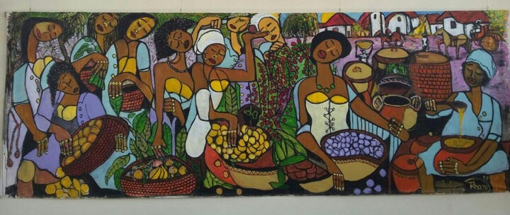 Painting titled "mercado de frutas" by Rhandal Oliveira, Original Artwork