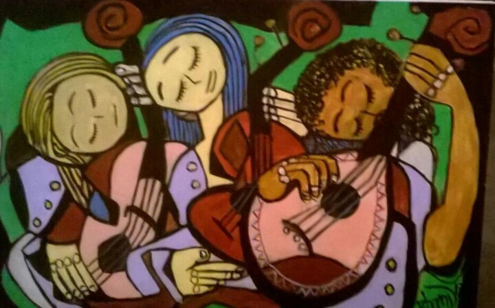 Pintura intitulada "trio de mulheres" por Rhandal Oliveira, Obras de arte originais, Acrílico